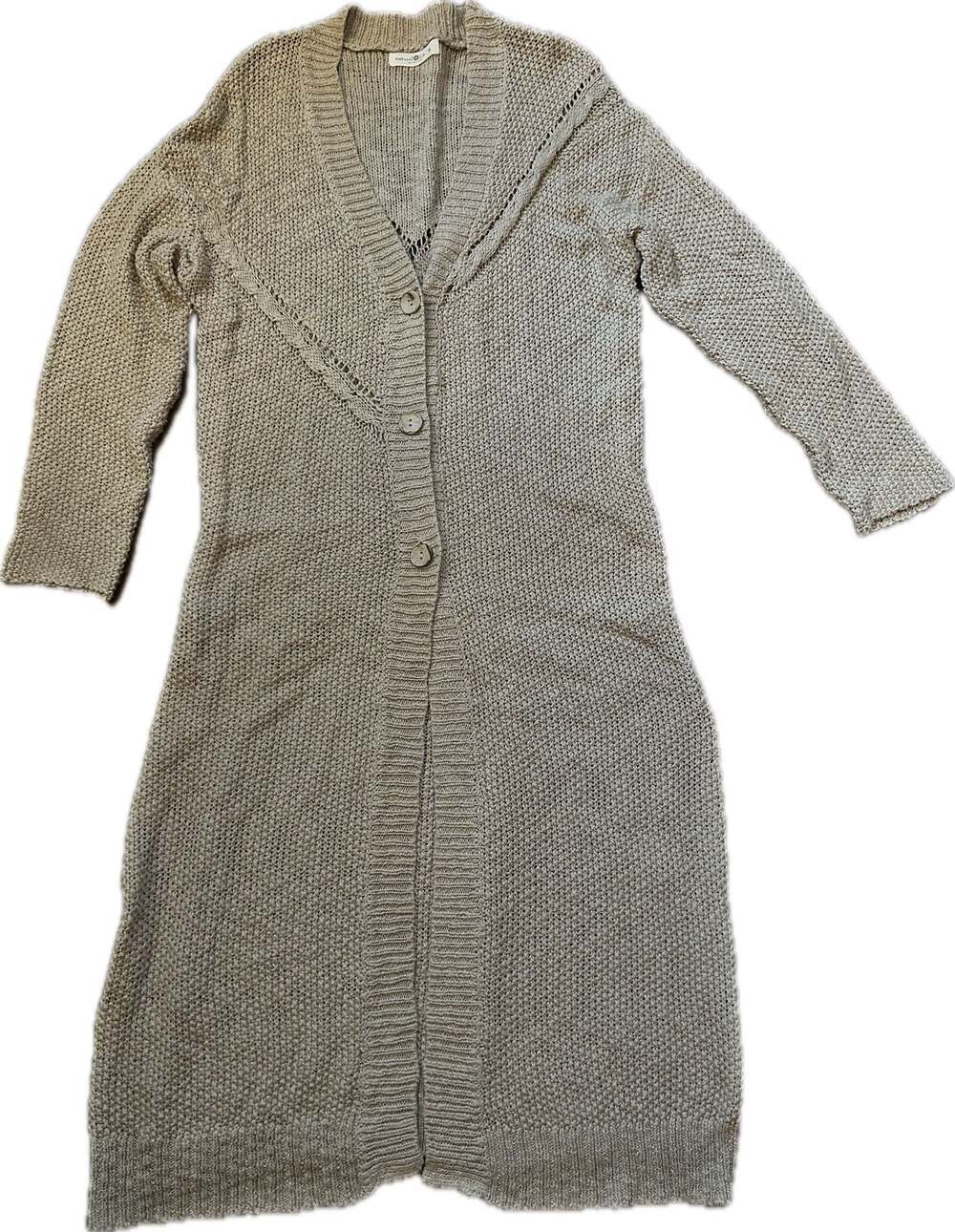 Natural Life Tan Boho Open Knit Button-Front Duster Cardigan Cotton
